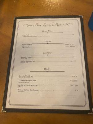 Drink menu