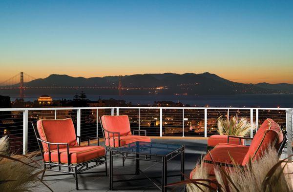 Railing installation on a rooftop in San Francisco