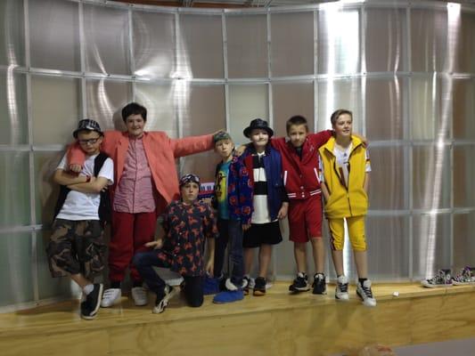 KLR Boys Hip Hop Crew in their "Thrift Shop" outfits getting ready for the Spring Performance