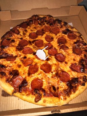 He puts the pepperoni under the cheese which I like but I also like it crispy on top so I order double n have it on top n underneath