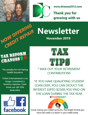 Nov Newsletter Now Offering Credit Repair