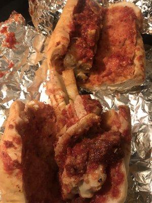 "Chicken Parm Sub"  GRILLED chicken. No cheese. This is not chicken parmigiana.  Incredibly dissatisfied.