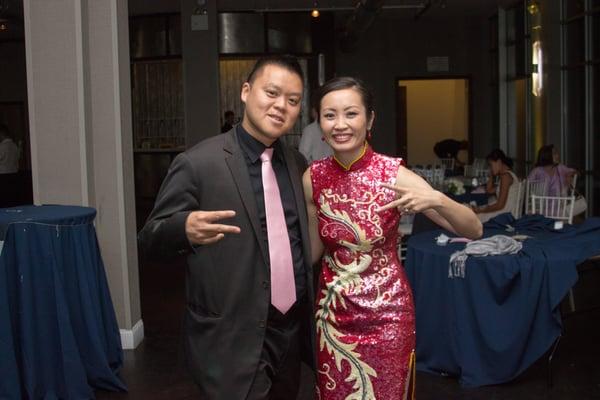 DJ Stukwan with Bride Priscilla at wedding at W Loft