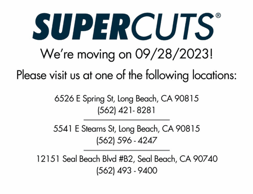 We're moving! Please visit us at one of the listed locations.