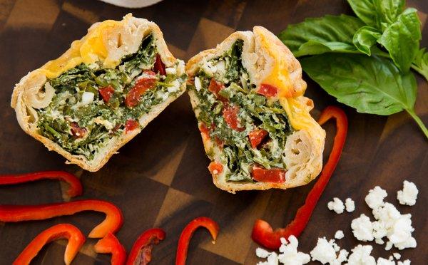 Garden Tartlet with organic spinach, bell pepper, fresh herbs and a 3-cheese blend