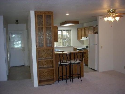 Built-In Oak Cabinetry with Breakfast Bar