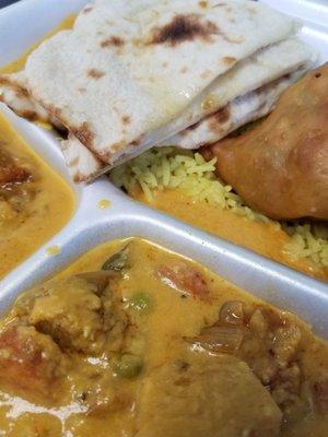 Combo Platter with Coconut Korma and mixed veggies