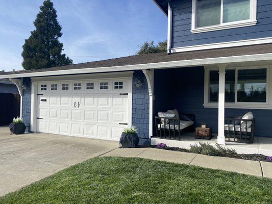 New paint color! The house went from drab brown to fabulous blue.