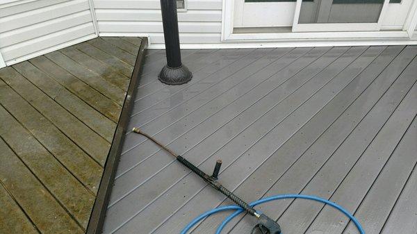 Composite Deck Pressure Wash in Lake Orion. Before & After