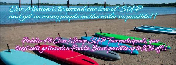 Great Package Deals on Stand Up Paddle Boards and Group SUP Classes or Tours!