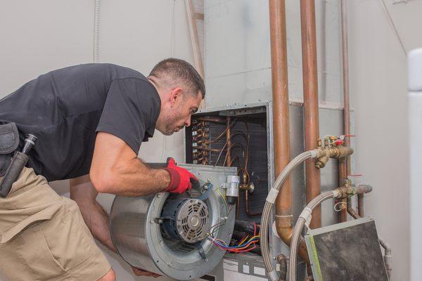 Removing a blower motor from air handler.