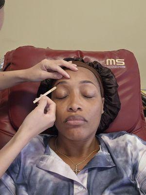 Getting my eyebrows cleaned up!