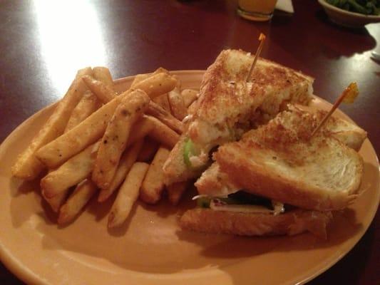 February Burger with Fries - Cole Slaw and Onion Rings on hamburger and held together with Texas Toast (soon to be named)