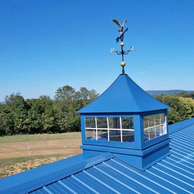 Sky blue metal roof at Ridgetop Roofing