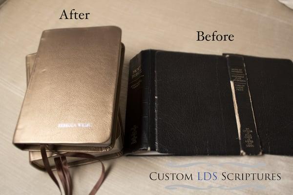 Before and after views of our custom book binding service.