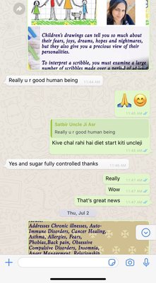 Diet response from a client