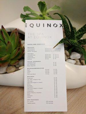 Spa Menu