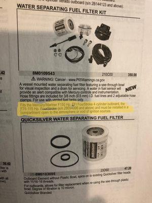 Instructions for fuel filter installation.