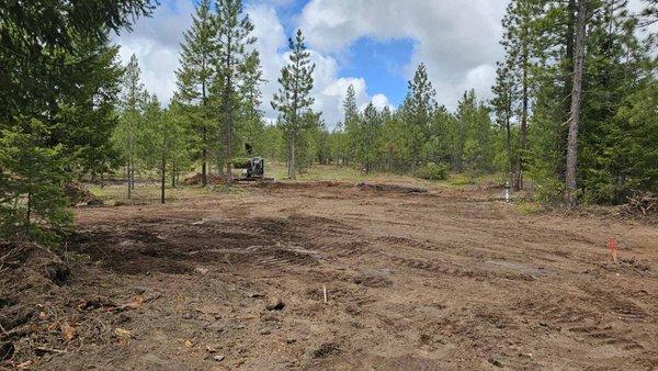 Land leveled for a party tent