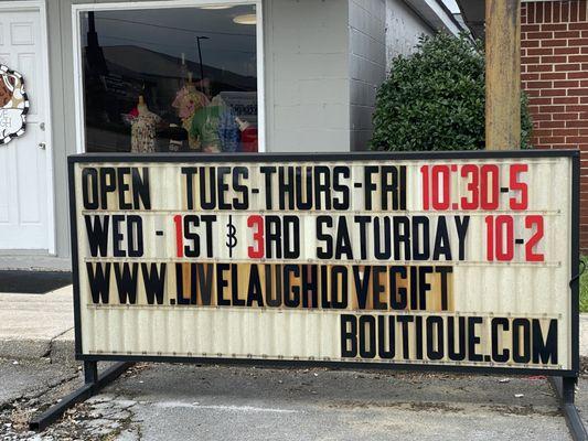 Live Laugh Love Gift Boutique Store Hours