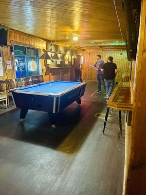 Dart boards and pool table