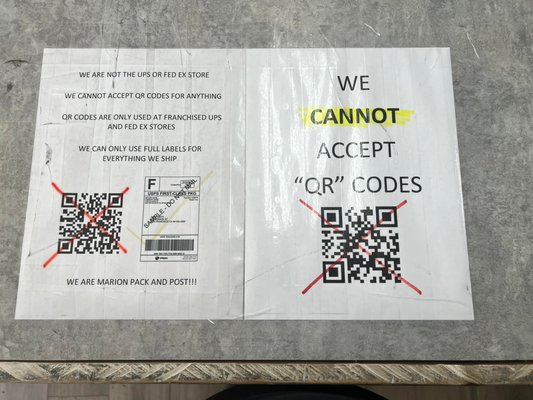 We cannot accept QR codes