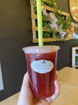 8. Iced Strawberry Tea with Strawberry Boba