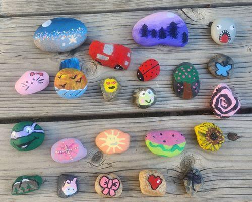 We decorated rocks to leave behind, so if you see them, know the Girl Scouts left them!