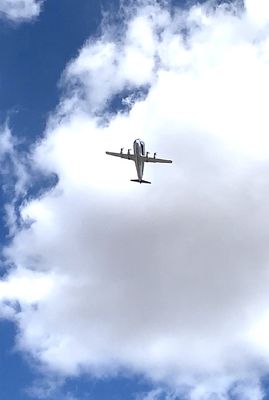 NASA super guppy flew over as we played.