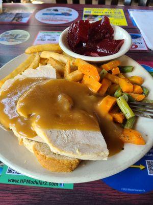 Open Faced Turkey with Gravy & Cranberry