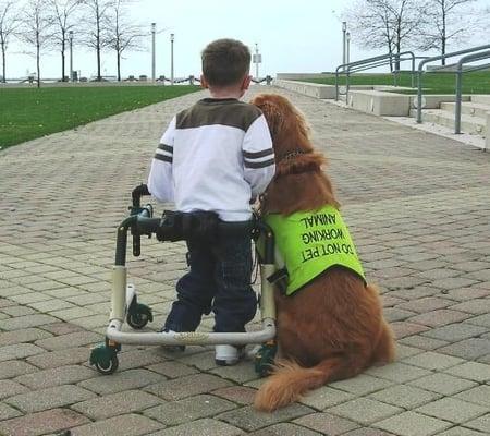 Myles and his service dog, AJ