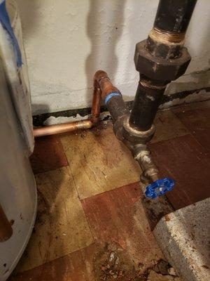 New Copper Pipe return going into Boiler