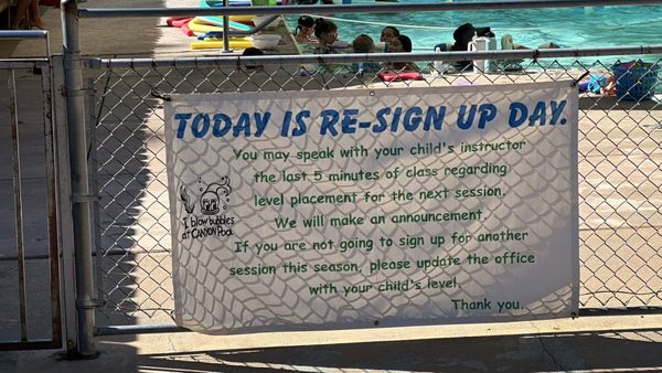 on the second-to-last day of the schedule, you'll get to go down poolside and speak with the instructor to hear how your student did.