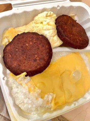 Salmon Cakes, Cheesy Grits, Eggs w cheese & Toast w  Jelly - $13