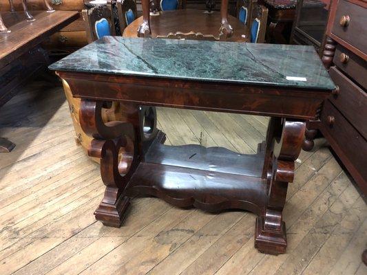 Empire period marble top pier table with newer marble.