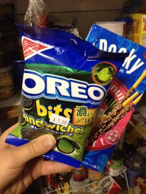 Green tea Oreo bits & coconut pocky!