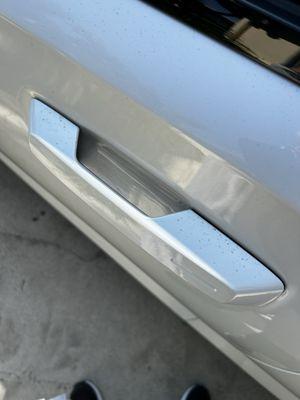 After wash - sap and dirt on car door handle