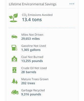 Lifetime environmental impact