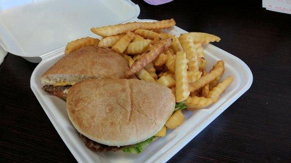 Royal burger with fries. Not too shabby.