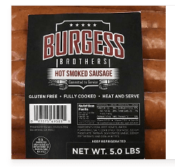 5 star Burgess Brothers hot links sold at Frank's Meats are the best on the market!