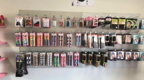 Combs, brushes, balls, barrette, beads