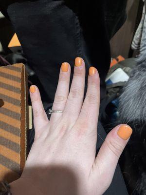 Easter orange gel nail