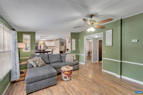 Our awesome new living room and kitchen.