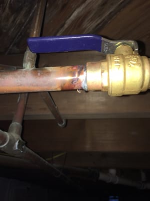 One of the four leaky pipes the same day they "fixed" the system.