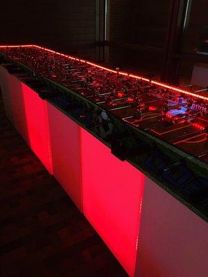 Light up foosball table.