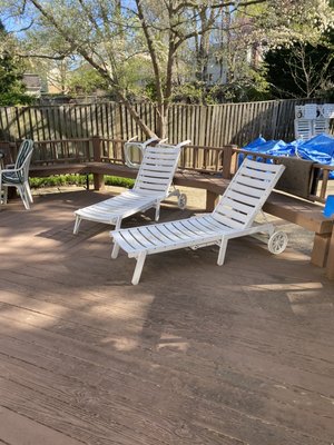 Deck before it was power washed, sanded, and repainted.