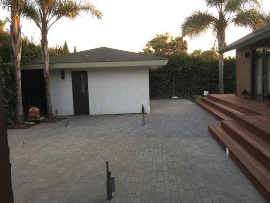 Modern pavers in the courtyard area... next year we'll finish with covered pavilion and outdoor living area for entertainment.