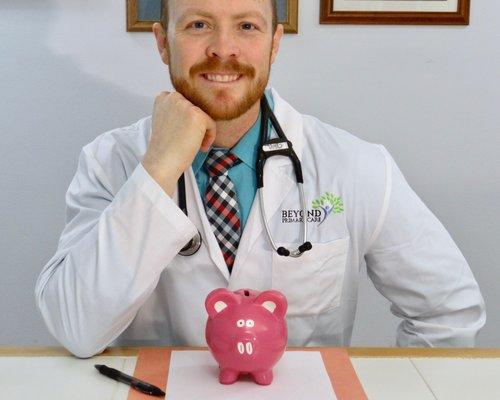 Dr. Jeff O'Boyle helping his patients save on healthcare expenses at Beyond Primary Care in Ann Arbor Michigan