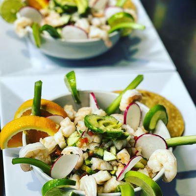 Ceviche de camarones....