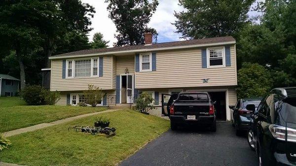 Before removal of the walkway, installation of the retaining walls, and redo of the driveway